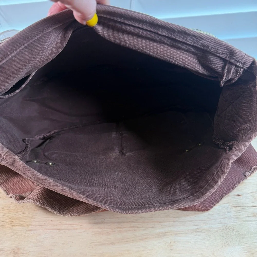 Lands' End Square Rigger Brown Canvas Durable Classic Flap Front Messenger Bag